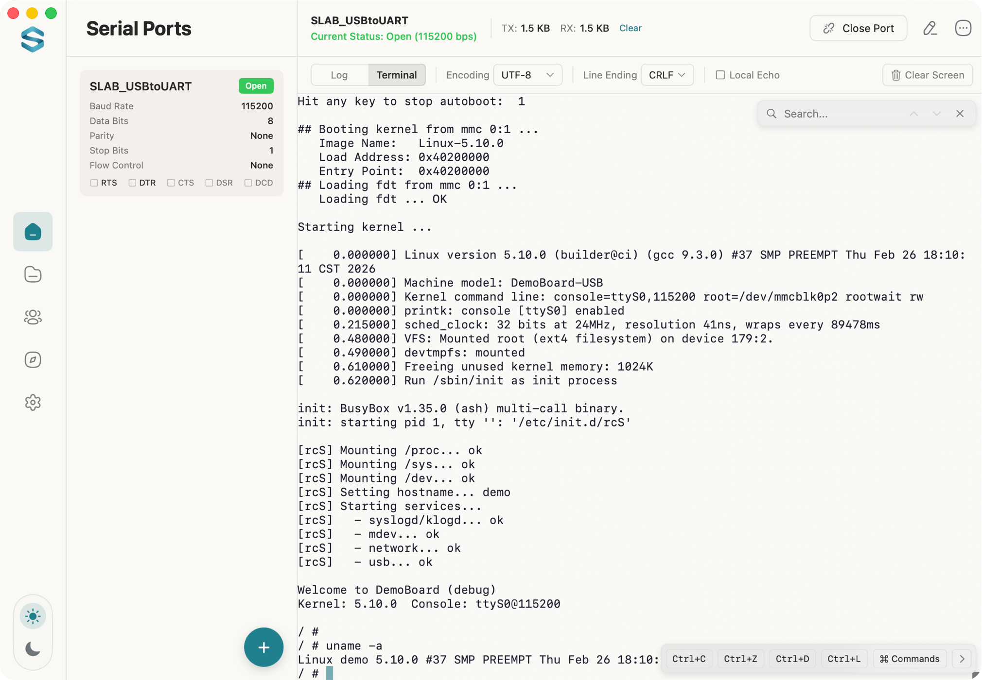 Serial Terminal terminal mode interface